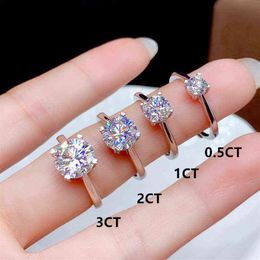 Moissanite Ring 0 5CT 1CT 2CT 3CT VVS Lab Diamond Fine Jewellery for Women Wedding Party Anniversary Gift Real 925 Sterling Silver Y292d
