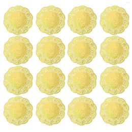 Table Napkin 100 PCS Round Cake Pad Lace Paper Doilies Disposable Placemat Absorption Gold Trim