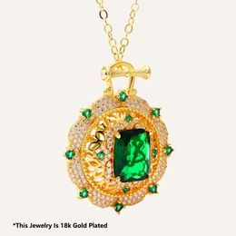 Smaragd-Diamant-Halskette, 18 vergoldet, hohler Anhänger, bedeutungsvolle Halsketten, Bff-Ketten, einfache Anhänger, Großhandel für Schmuckzubehör, kostbare Juwelen, Edelsteine