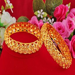 1 pcs Fashion Royal Bangle Hollow New Arrival Jewelry Women Gift Luxury 18K Yellow Gold Filled Lady Bangle Bracelet Charm Promotio201C