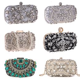 Evening Bags Women's Evening Clutch Bag Party Purse Luxury Wedding Clutches For Bridal Exquisite Crystal Ladies Handbag Apricot Silver Wallet 230925