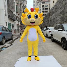 Halloween High quality Dragon Year Mascot Costume Cartoon Fancy Dress fast shipping Adult Size