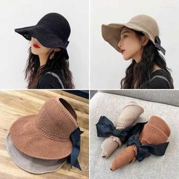 Wide Brim Hats Women's Beach Visor Caps Ladies Foldable Summer Sun Hat Anti-UV