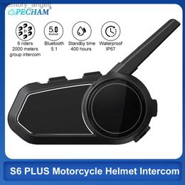 Walkie Talkie S6 PLUS Motorcycle Helmet Intercom Bluetooth Headsets Handsfree Communicator Up to 6 Riders Interphone with FM Radio HKD230925