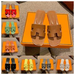 Designer Slippers shoes womens Yellow Orange lops Crocodile Skin Black Luxury sandal Slide Ladies open toe Beach Summer Genuine Leather Slipper shoes woman sandal