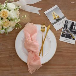 Table Napkin 12x12in 10pcs Gauze Cotton Napkins Reusable Pink Tea Towel Cloth Rustic Retro Burrs For Wedding Party Decoration