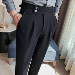 Men's Suits Top Quality Fashion Naples Drape High Waist Suit Pants For Men Clothing 2024 Slim Fit Casual Straight Trousers Formal Wear 36-29