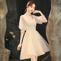 Party Dresses Champagne Wedding Dress Evening Women's Banquet Temperament Short Host Bridesmaid Dinner