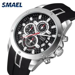 Quality Brand Silicone Quartz Watches Men Night Light Display SMAEL Watch Sports Waterproof Alloy Wristwatches308f