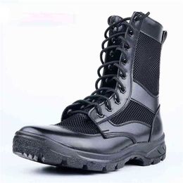 Boots Summer Men and Women Safety Shoes Mesh Breathable Outdoor High Top Mountaineering Light Army Boxes Zipper 220819