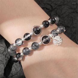 Strand Natural Crystal Retro Minimalist A Perfect Match Obsidian Couple Bracelet Cool Design Sense Niche Sophistication Lovers