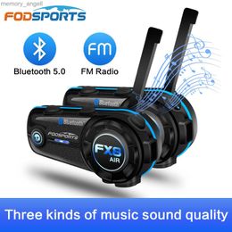 Walkie Talkie Fodsports FX8 Air Motorcycle Intercom Helmet Headset Bluetooth 5.0 Interphone FM Radio Intercomunicador Moto Waterproof Intercom HKD230925