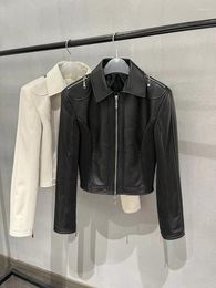 Women's Leather Genuine Jackets Women Luxury Designer 2023 Korean Fashion Slim Sheepskin Coats Female Outerwear Long Sleeve