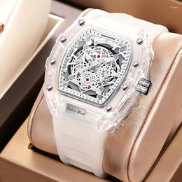 Wristwatches Watch Personalised Tonneau-shaped Quartz Fashion Transparent Men's Waterproof Wristwatch