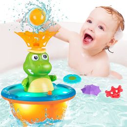 Bath Toys 6PCS Baby Bath Toys Light Up Sprinkler Spray Water Set Electric Automatic Floating Rotating Swimming Pool Bathtub Toys 230923