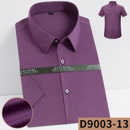 Men's Casual Shirts In Shirt Summer Elastic Bamboo Fiber Short Sleeve For Men Slim Fit Formal Plain Business Office White Clothes