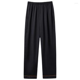 Men's Sleepwear Spring Summer Silk Satin Home Pants Men Sleep Bottoms Solid Color Long Pajamas For Male Elastic Waist Loose Trousers