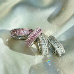 Fashion Jewelry Luxury Real 925 Sterling Silver Princess rings Cubic Zirconia ring Size 5-10 Designer Jewelry Engagement Wedding B245G