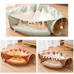 Funny Cat Tunnel bed Collapsible Crinkle Pet tent Kitten Puppy Ferrets Rabbit interactive Toys 2 holes Tunnel Pet cat nest T200229226R