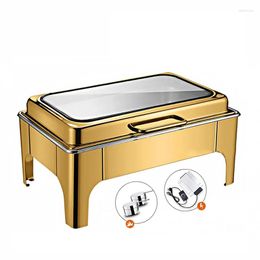 Dinnerware Sets Luxury Catering Warmer 1/1 Rectangle Roll Top Hydraulic Hinge Electric Heater Induction Stainless Steel Chafing Dish