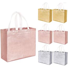 Shopping Bags 10Pcs Laser Non-Woven Lamination Aluminized Tote Customised Glossy Reusable