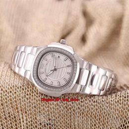 10 style Nautilus 32mm Swiss Quartz Womens Watch 7010 1G-001 Diamond Bezel Silver Dial 316L Stainless Steel Bracelet Ladies Watche273O