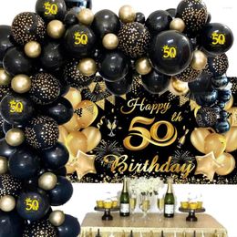 Party Decoration Black Gold 50th Happy Birthday Backdrops Banner 30 60th Background Cloth TableCover Po Props