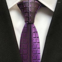 Bow Ties Designer Men's Unique Panel Necktie Purple Plaids Neck Tie For Men