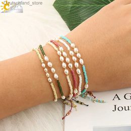 Charm Bracelets CSJA Pearl Beads Miyuki Bracelet for Women Healing Handmade Friendship Bracelet 2023 Summer Trendy Bohemia Jewelry Chain S497 Q230925