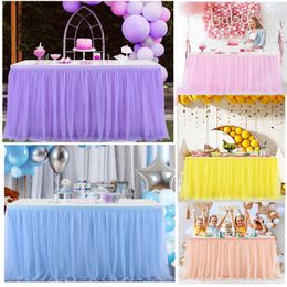 Table Skirt 6FT Tulle Tutu Table Skirt Wedding Party Tableware Cloth for Baby Shower Birthday Banquet Wedding Tables Cover Home Decor Party 230925