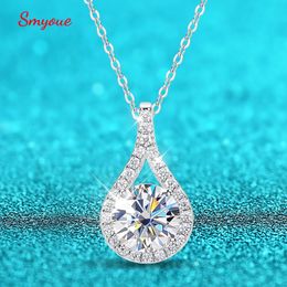 Pendant Necklaces Smyoue 1-5ct Real Necklace for Women Sparkling S925 Sterling Silver Jewellery Water Drop Pendant Girls Birthday Gift 230923