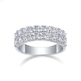 Luxury 1.08ct d Colour Moissanite Diamond Ring for Women 925 Sterling Sliver Double Row Moissanite Anniversary Rings