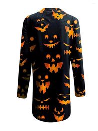 Women's Trench Coats Women S Halloween Long Cardigans Pumpkin Animal Ghost Lightweight Coat Funny Open Front Costumes Tops