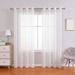 Curtain Window Punching Installation Screen Translucent Solid White Modern Yarn Bedroom Tulle Home Decor