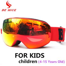 Outdoor Eyewear Benice Kids Ski Snowboard Goggles For Children UV400 Double layer Anti fog Boy Girl Spherical Lens Big Snow Skiing Glasses 230925