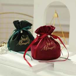 Gift Wrap 1Pc Creative Wedding Velvet Yarn Candy Bag Mini Christmas Jewelry Pouch With Pearl