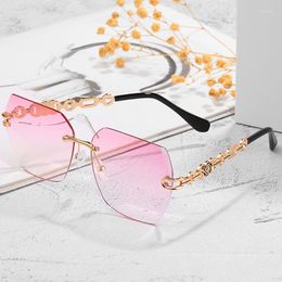 Sunglasses Women's Trendy Irregular Diamond-Cut Glasses Fashion Frameless Personalised