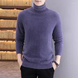 Men's Sweaters 2023 Autumn And Winter Plain Boutique Pullover Sweater Loose Bottoming High Neck Plus Velvet Thick Chenille Warm