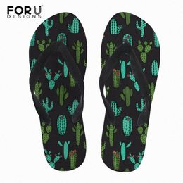 forudesigns Women Slippers Personality Cactus Slippers Prints Female Slip On Bathroom Flipflops Lady Soft Rubber Sandals Zapatillas MujU6OC#