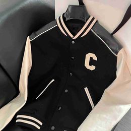 Men's Jackets Teddy Leather Stitching C-word Wool Baseball Uniform Ce Home Letters Men's And Women's High-end Fashion Jacket L230925