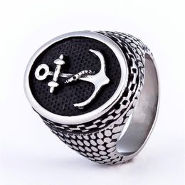 Fashion Punk Jewelry 316l Stainless Steel Knuckles Anchor Mens Rings For Men Titanium Biker Silver Skull Ring Men264C