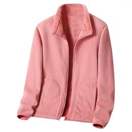 Women's Jackets Autumn And Winter Solid Colour Stand Collar Fleece Rain Coats For Women With Hood 3x
