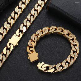 Link Bracelets Hip Hop Rock Jewellery Free Custom Logo Name Miami Cuban Chain Stainless Steel CNC Bling Out Bracelet For Men