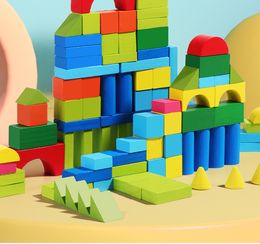 100pc Wooden Toys for Kids Building Blocks Set with Storage Box Assembled Early Educational Toys for Children