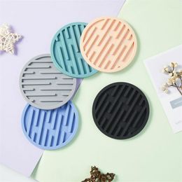 Table Mats 1Pcs 10cm Silicone Round Thickened Drain Pad Heat Insulation Non-slip Tea For Work Office Eco Coasters Man Woman