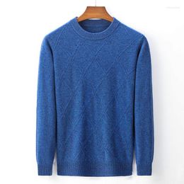 Men's Sweaters Top Grade Wool Knit Sweater Autumn Winter Solid Colour O-Neck Woollen Inner Wear Base Shirt Business Warm Pullover