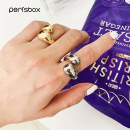 Peri'sBox Gold Statement Dome Ring for Women Big Large Open Finger Ring Chunky Dome Wide Jewelry New 1248C