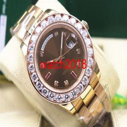 Luxury Watch Day&Date 118205 Mens Everose Gold Chocolate Diamond & Ruby 41MM Bigger Diamonds Watchs Automatic Sapphire Luminous Me327t