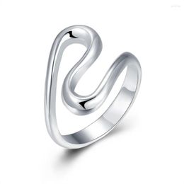 Cluster Rings Style 925 Sterling Silver Top Quality S-Shaped Ring Women Engagement Party Wedding Fashion Charm Jewellery