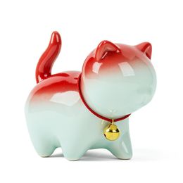 Decorative Objects Figurines 7/10cm Cat Ceramic Small Tea Pet Car Interior Ornaments Home Decor Accessories Porcelain Animal Figurines Sculpture Miniature 230925